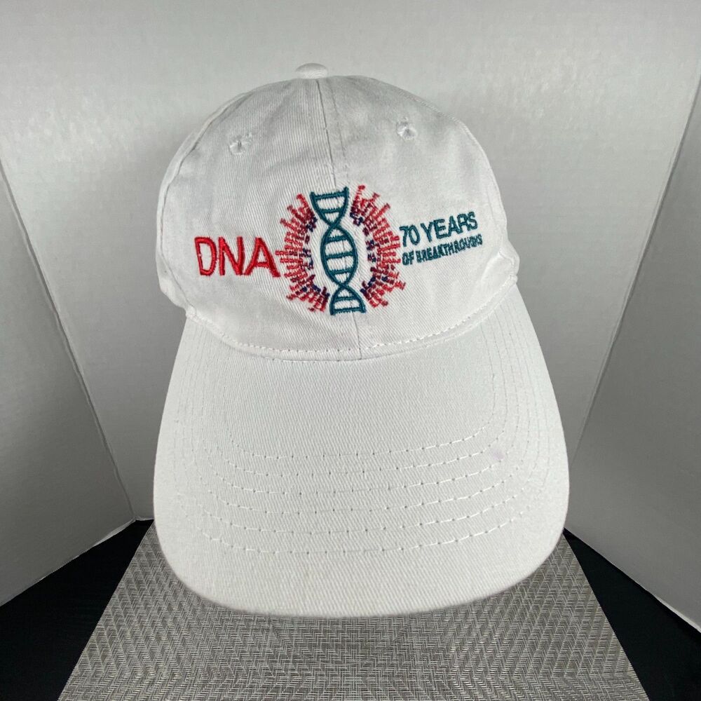 DNA 70 Years Of Breakthroughs Hat Apollo USA White Adjustable Baseball Cap